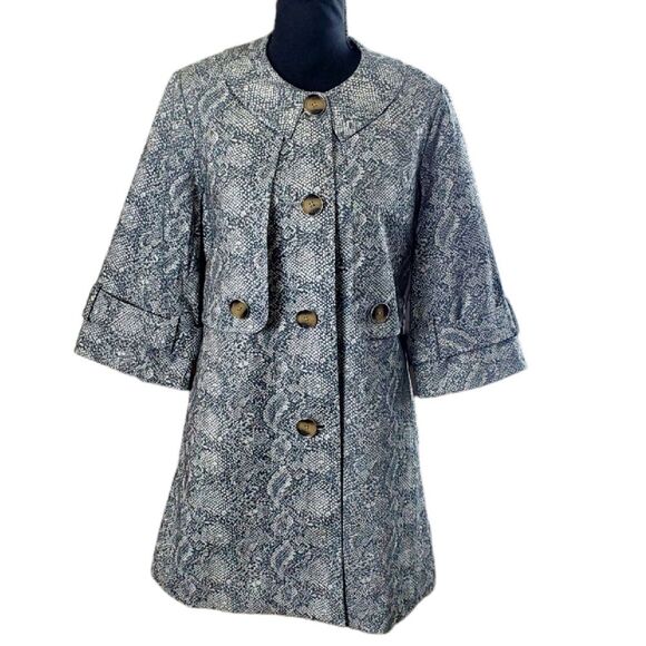 CABi Camille Gray and White Snake Print Overcoat in Size XS - Picture 1 of 10